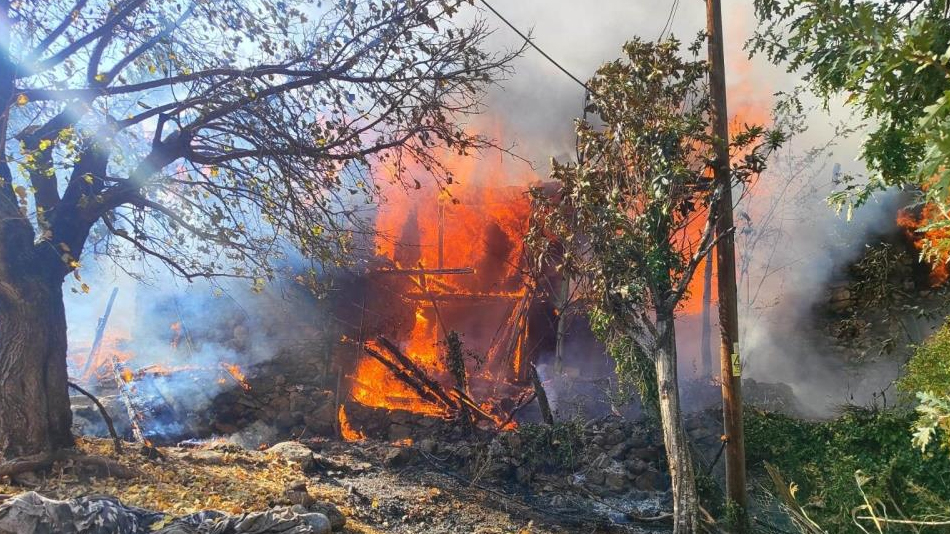 Mersin'de çıkan yangında bir ev kül oldu